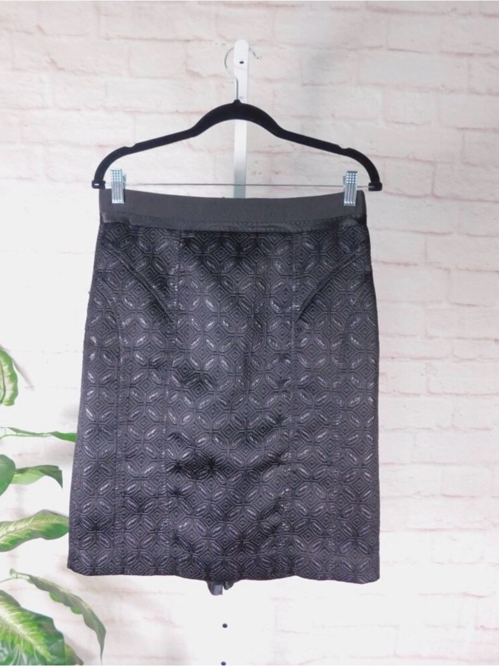 Ann Taylor Black Textured Pencil Skirt